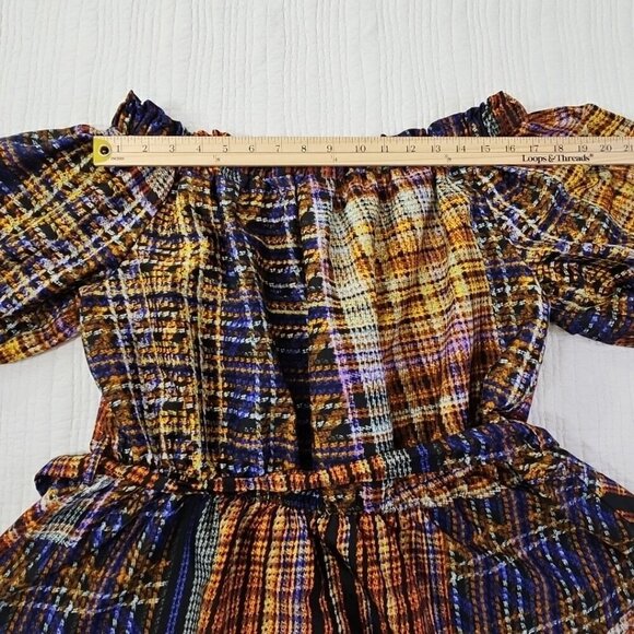 Cato Cold Shoulder Boho Blouse XL Jewel Tones Puff Sleeves Belted EUC Fairycore - Picture 11 of 15